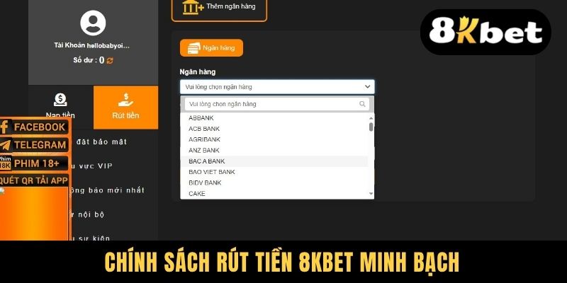 Rút Tiền 8KBET - Thủ Tục Thanh Khoản Nhanh Chóng, An Toàn 1 Chính sách rút tiền 8KBET minh bạch