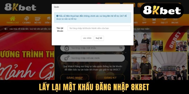 Đăng Nhập 8KBET - Quy Trình Đơn Giản, 2 Bước Là Xong 2 Lấy lại mật khẩu đăng nhập 8KBET